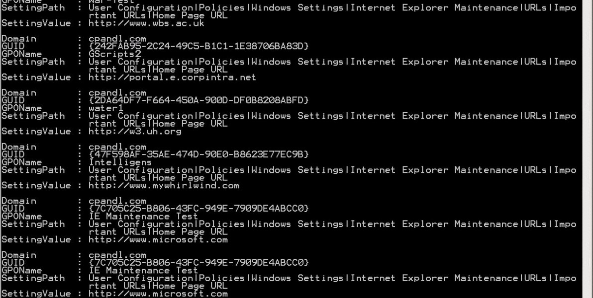 Exporting IE Maintenance Home Page Settings