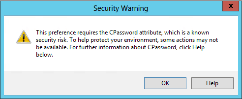 Warning Using GP Preferences Passwords