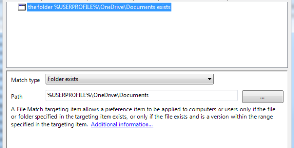 Using Item-level targeting to test for the correct cloud storage folder