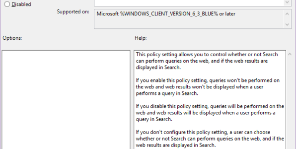 Setting Windows 8/10 Search behavior to exclude web results