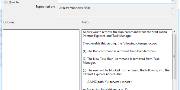 Administrative Template Lockdown policy