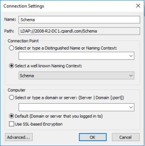 Connecting to the AD Schema in ADSIEdit