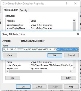 Updating SDDL strings in group-policy-container class