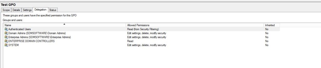 Viewing the Default Permissions on a GPO