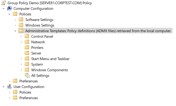 Determining whether the Central Store is in use for the ADMX files