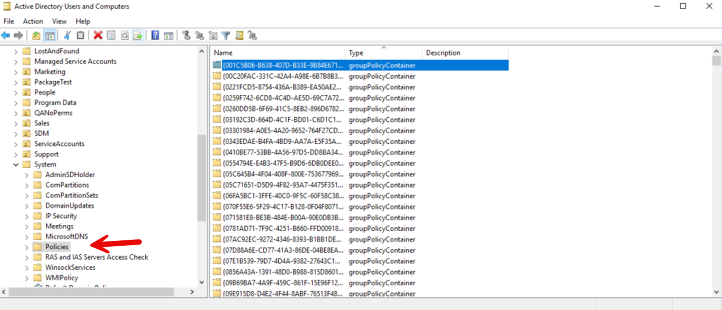 Group Policy Container names